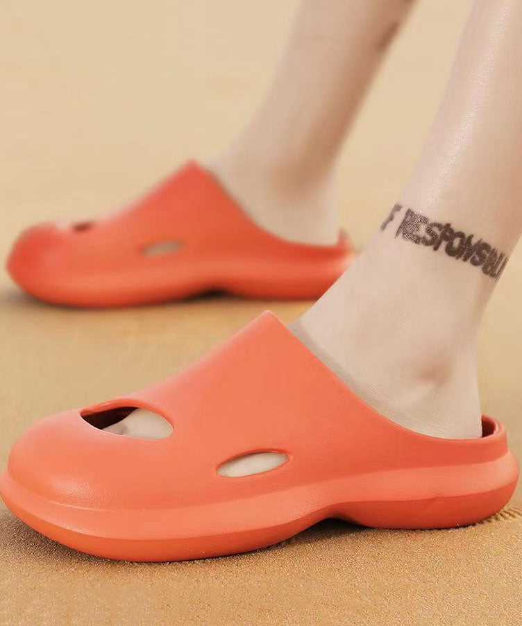 Comfy Orange Hollow Out Slippers Shoes for Ly0158