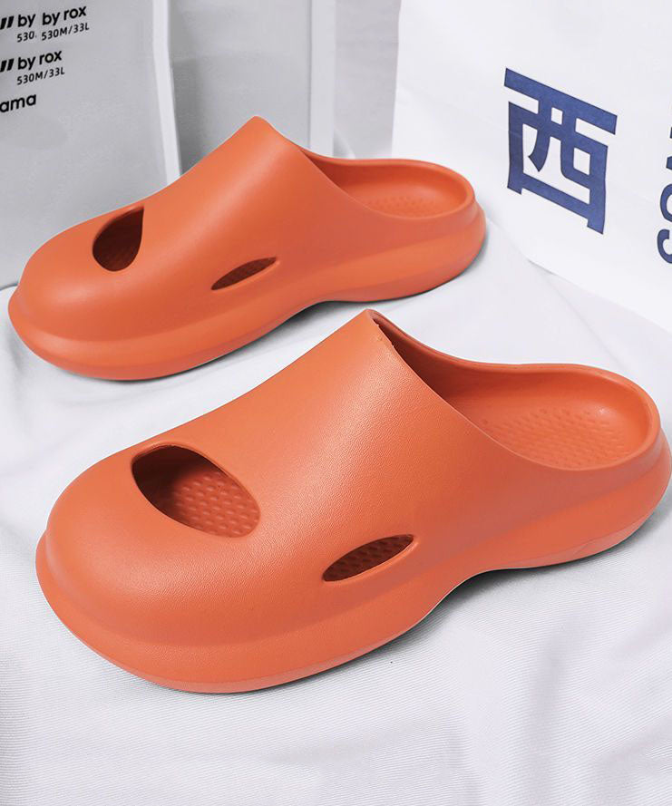 Comfy Orange Hollow Out Slippers Shoes for Ly0158