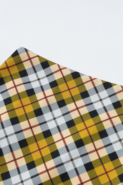 Contrast Plaid High Waist Midi Skirt