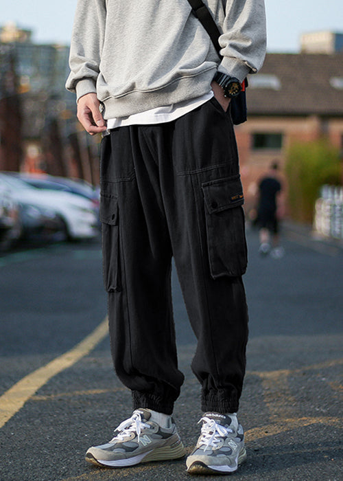 Green Fleece Warm Elastic Pants Waist Cool Beam Pockets Army