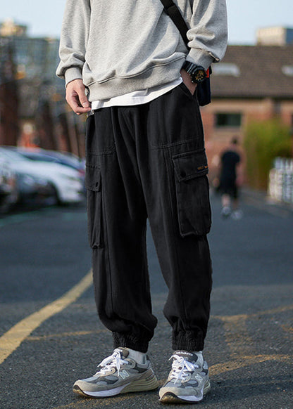 Green Fleece Warm Elastic Pants Waist Cool Beam Pockets Army