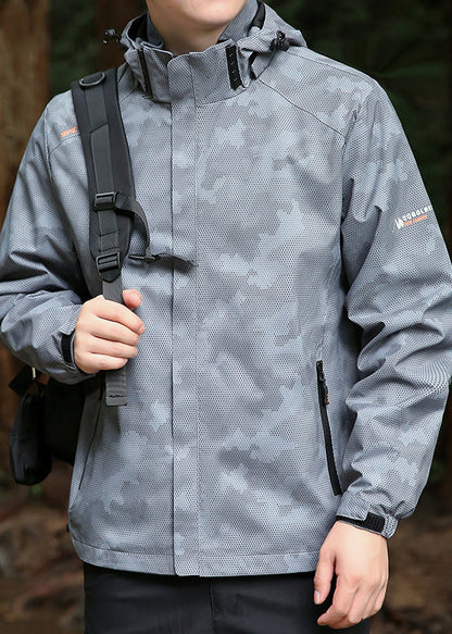 Hooded Spring Coat Cotton Black Cool Detachable Zippered