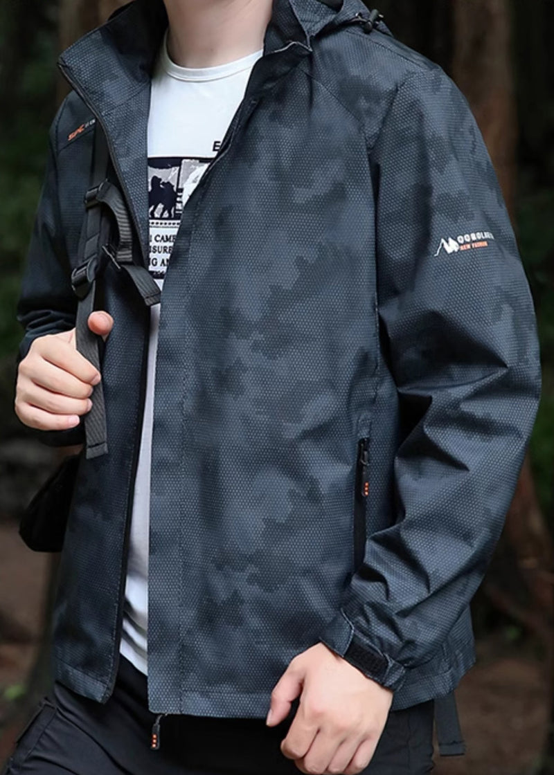 Hooded Spring Coat Cotton Black Cool Detachable Zippered