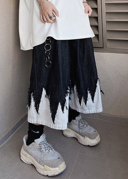 Original Black Patchwork Summer Design Shorts Denim Cool