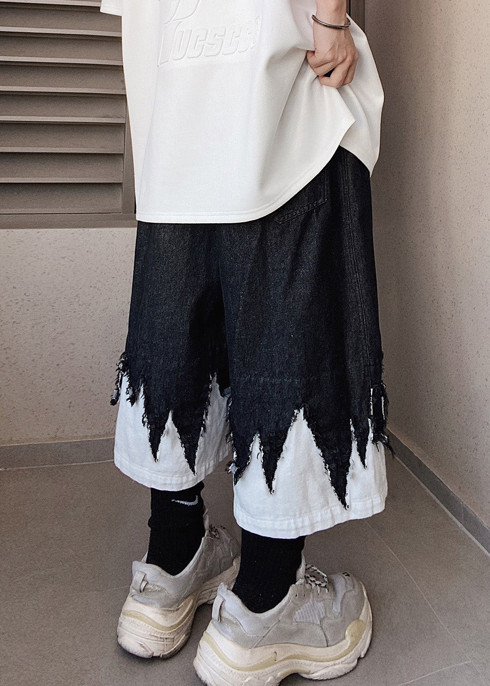 Original Black Patchwork Summer Design Shorts Denim Cool