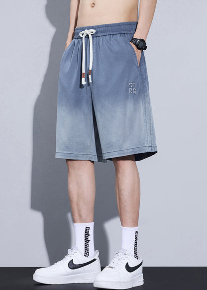 Cool Blue Gradient Color Pockets Denim Shorts Summer Yl015