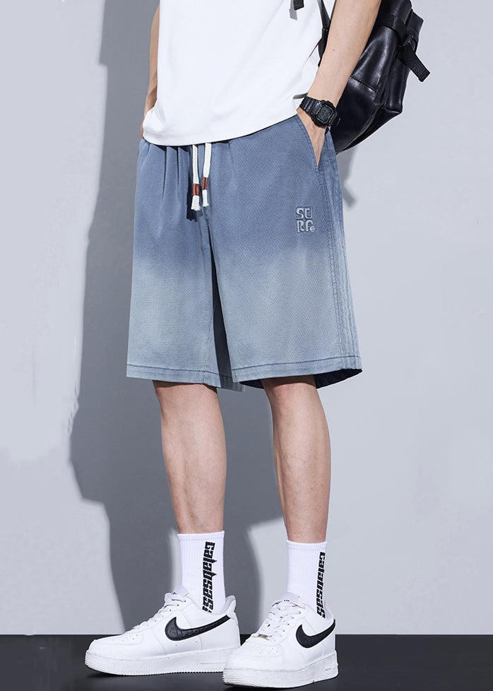 Cool Blue Gradient Color Pockets Denim Shorts Summer Yl015