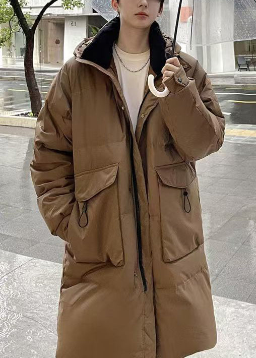 Cool Caramel Zippered Print Duck Down Down Coats Winter Rj018