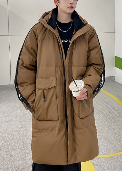Cool Caramel Zippered Print Duck Down Down Coats Winter Rj018