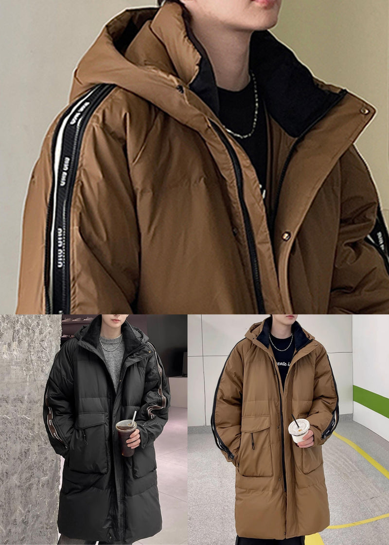 Cool Caramel Zippered Print Duck Down Down Coats Winter Rj018