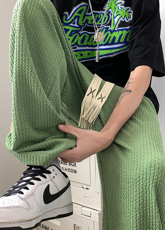 Apparel Cotton Oversized Wrinkled Cool Grass Green Pants