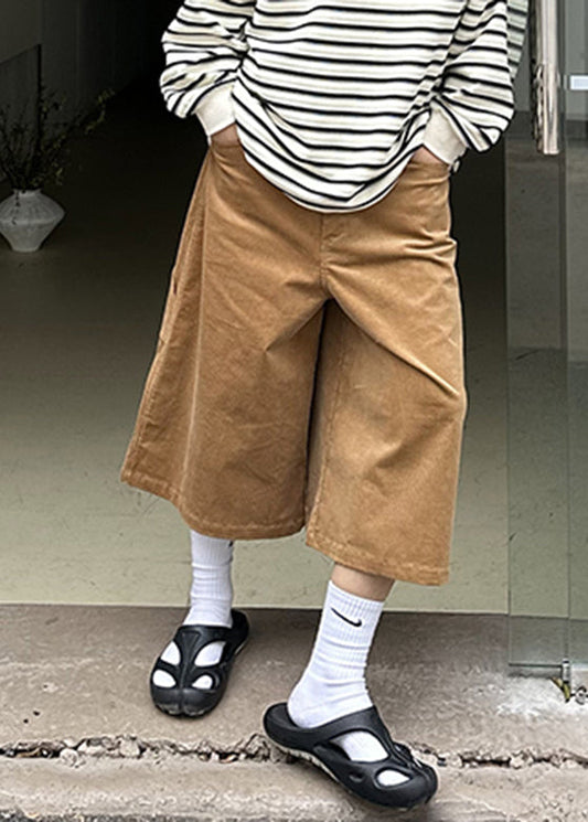 Cool Khaki Pockets Patchwork High Waist Crop Pants Yt001
