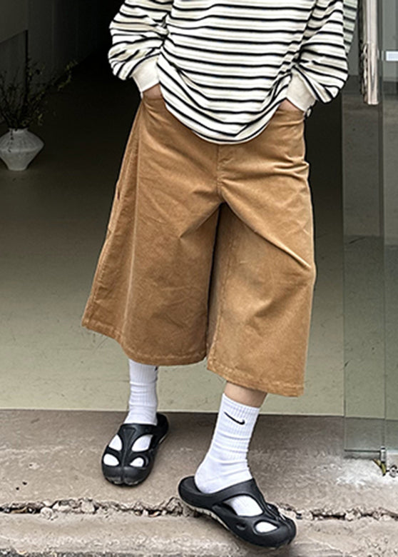 Cool Khaki Pockets Patchwork High Waist Crop Pants Yt001