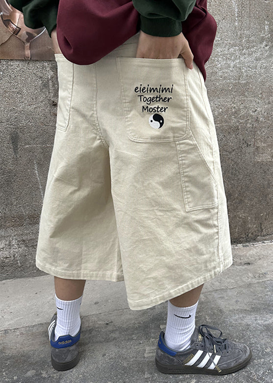 Cool Khaki Pockets Patchwork High Waist Crop Pants Yt001