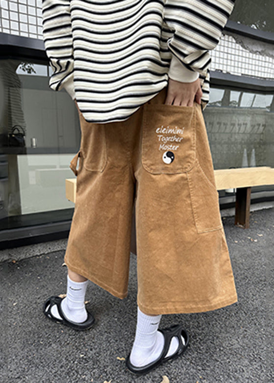 Cool Khaki Pockets Patchwork High Waist Crop Pants Yt001