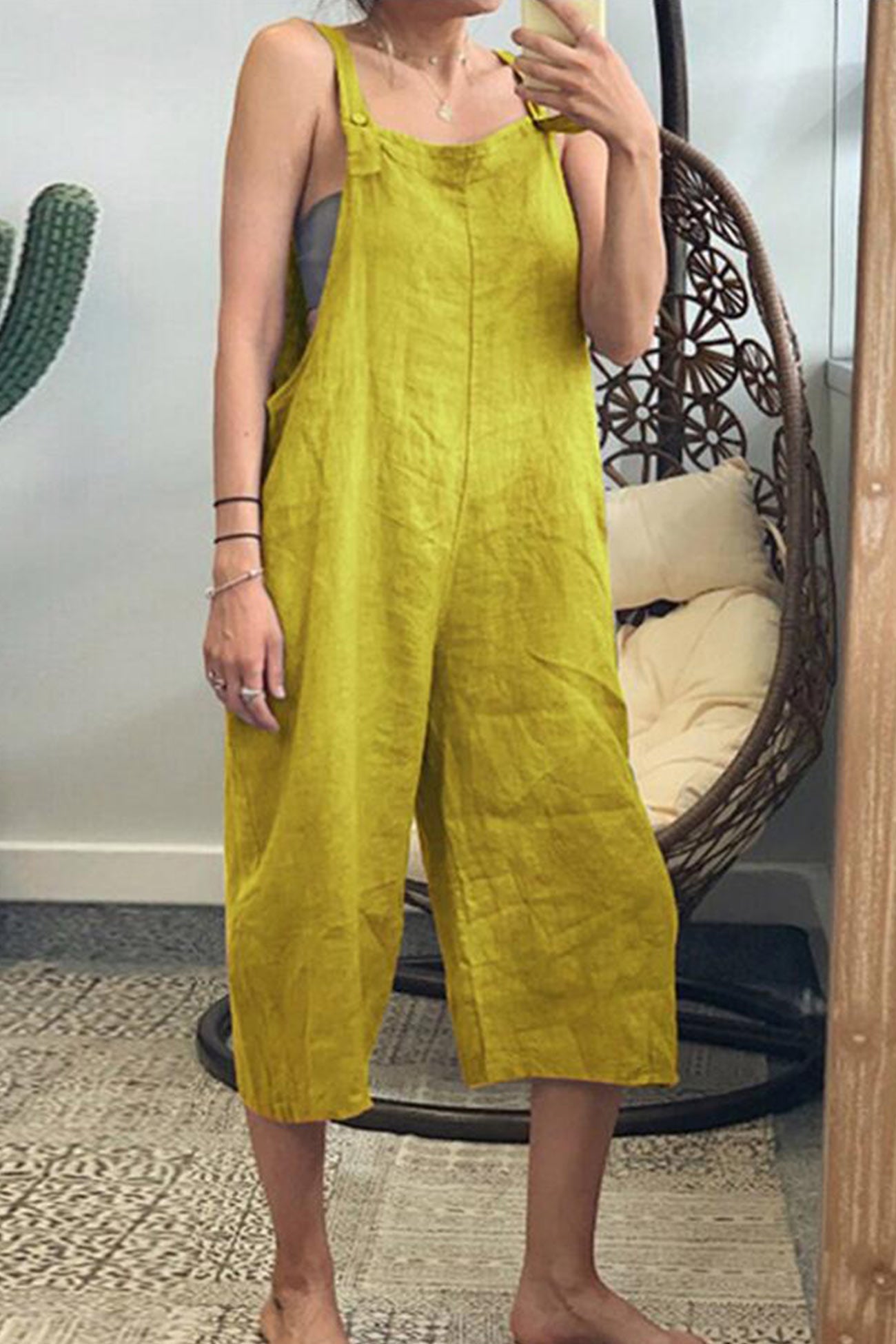 Cotton Cropped Pants Jumpsuits