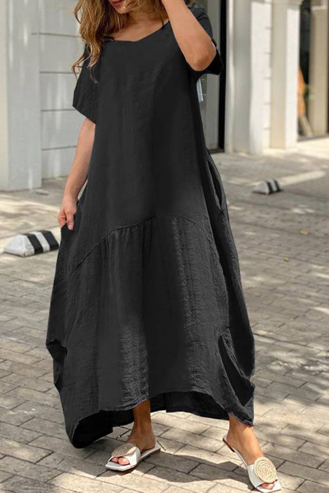 Cotton Large Hem Maxi Dress