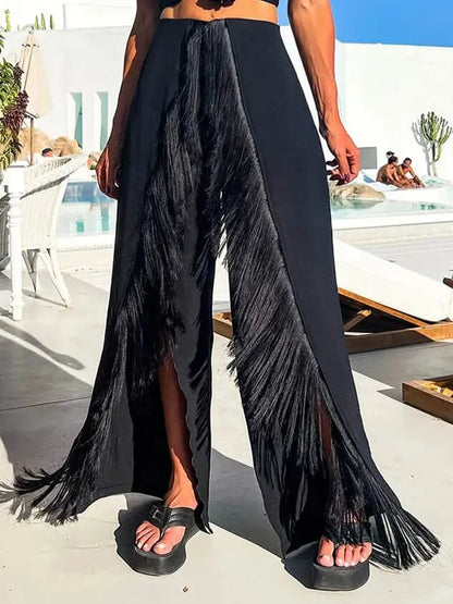 3d Flower Top and Tassel Pants Set
