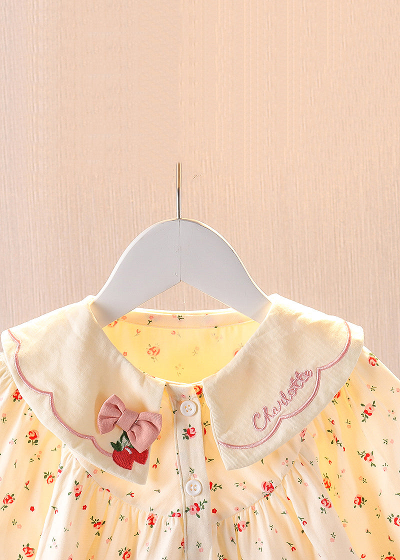Cozy Purple Button Print Cotton Baby Blouses Long Sleeve Yu1046