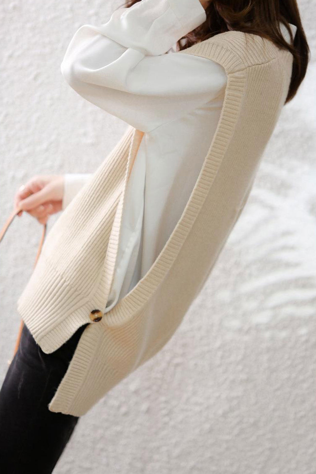 Crew Neck Color Wool Sweater Vest