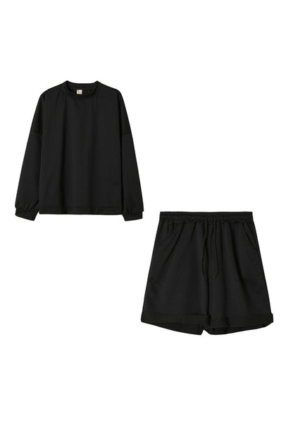 Crew Neck Sweatshirt Shorts Set