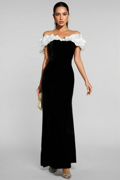 Indie Black One Shoulder Mermaid Maxi Dress