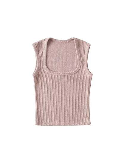 Crop Tops Summer Tank Top Sleeveless Thin Knit Basic Outwear Elastic Camis