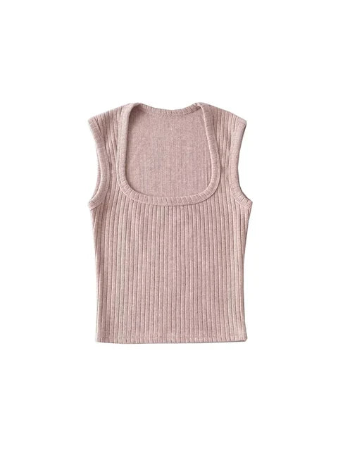 Crop Tops Summer Tank Top Sleeveless Thin Knit Basic Outwear Elastic Camis