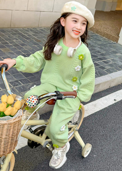 Green Plaid Top and Harem Pants Two Piece Set Clothing Spring Tr036