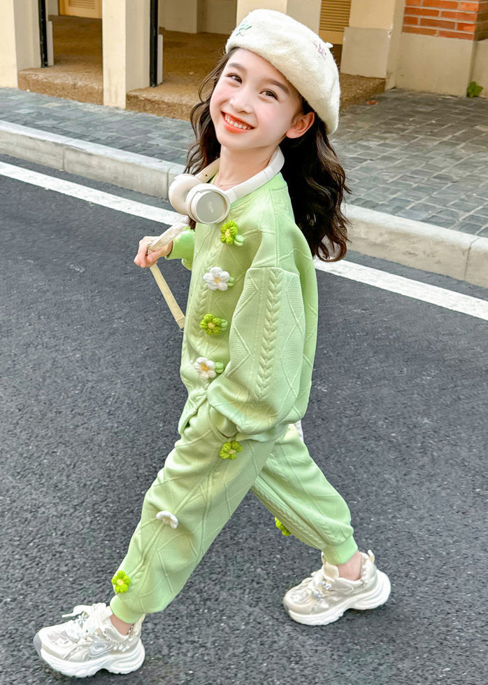 Green Plaid Top and Harem Pants Two Piece Set Clothing Spring Tr036