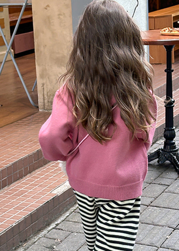 Pink Little Dog Print Cotton Knit Sweater Spring Tp035