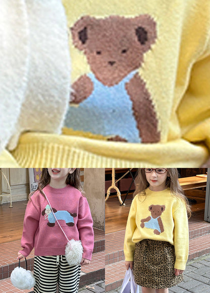 Pink Little Dog Print Cotton Knit Sweater Spring Tp035