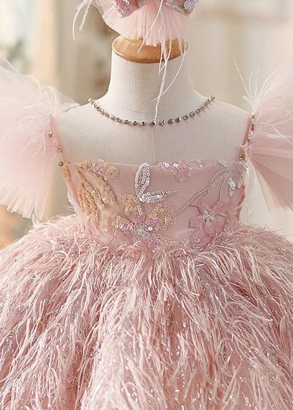 Pink Sequins Patchwork Tulle Maxi Dresses Summer Ys006