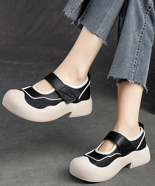 Pink Splicing Buckle Strap Chunky Loafers Shoes Jj010