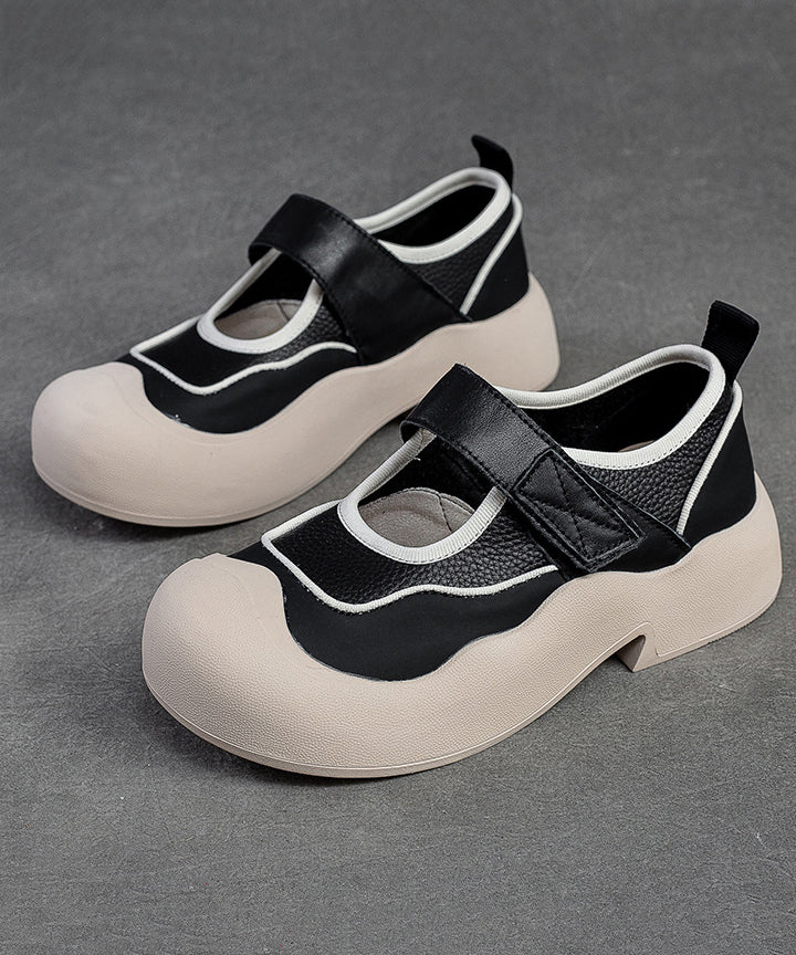 Pink Splicing Buckle Strap Chunky Loafers Shoes Jj010