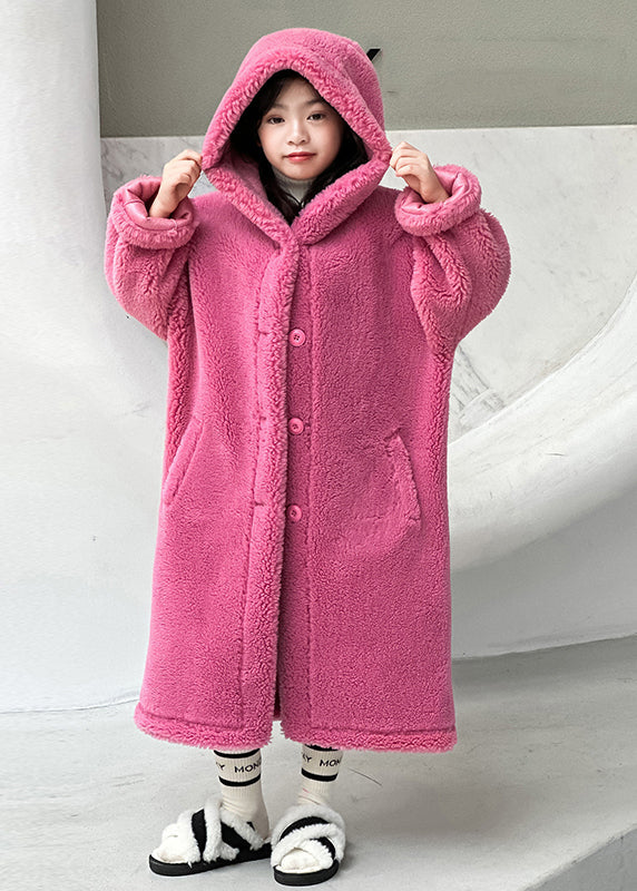 Rose Pockets Kids Maxi Hooded Coat Winter Tg015