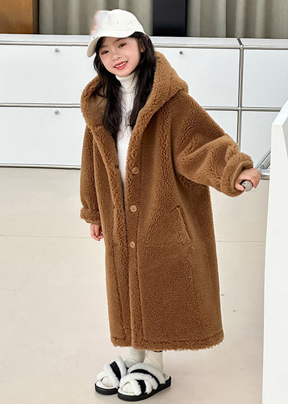 Rose Pockets Kids Maxi Hooded Coat Winter Tg015