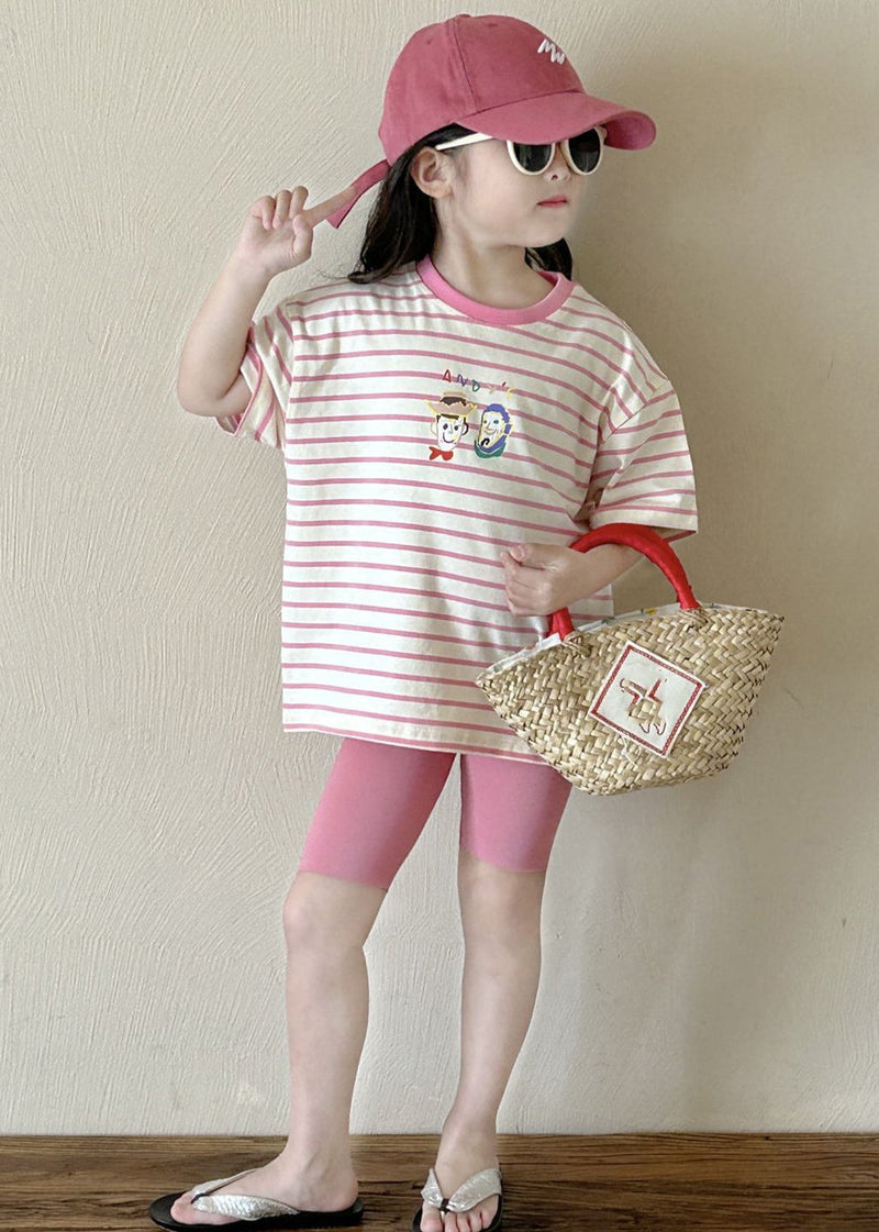 Striped Kids T Shirt and Shorts Two Piece Set Summer Yu1068
