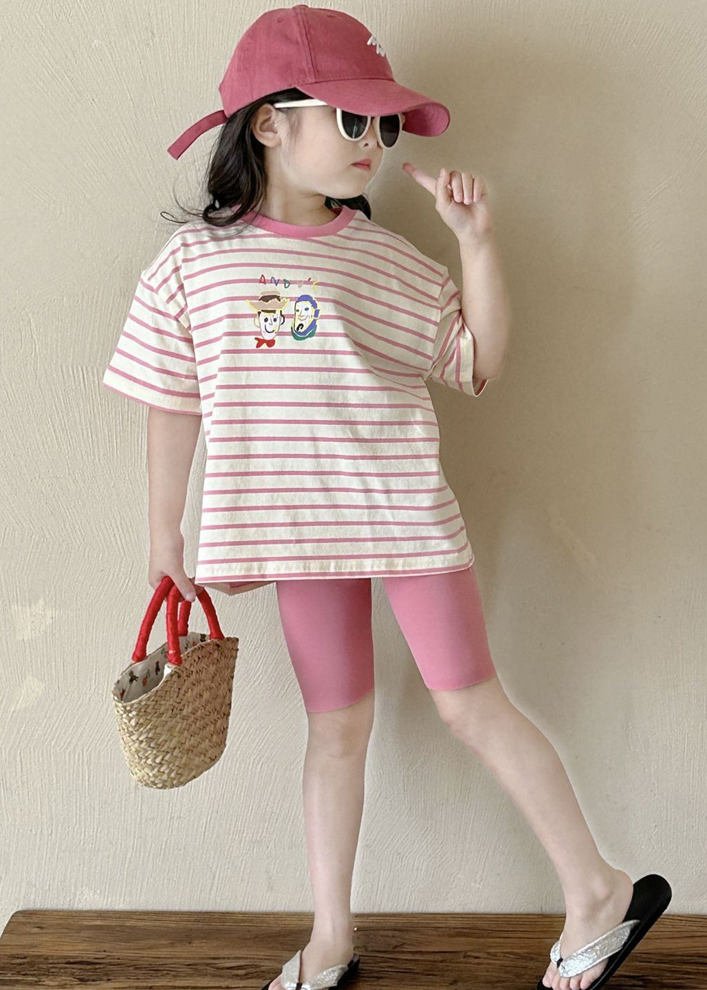 Striped Kids T Shirt and Shorts Two Piece Set Summer Yu1068