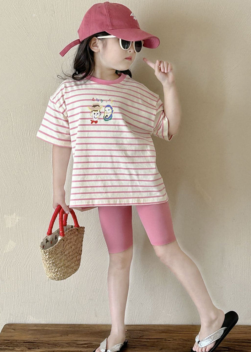 Striped Kids T Shirt and Shorts Two Piece Set Summer Yu1068