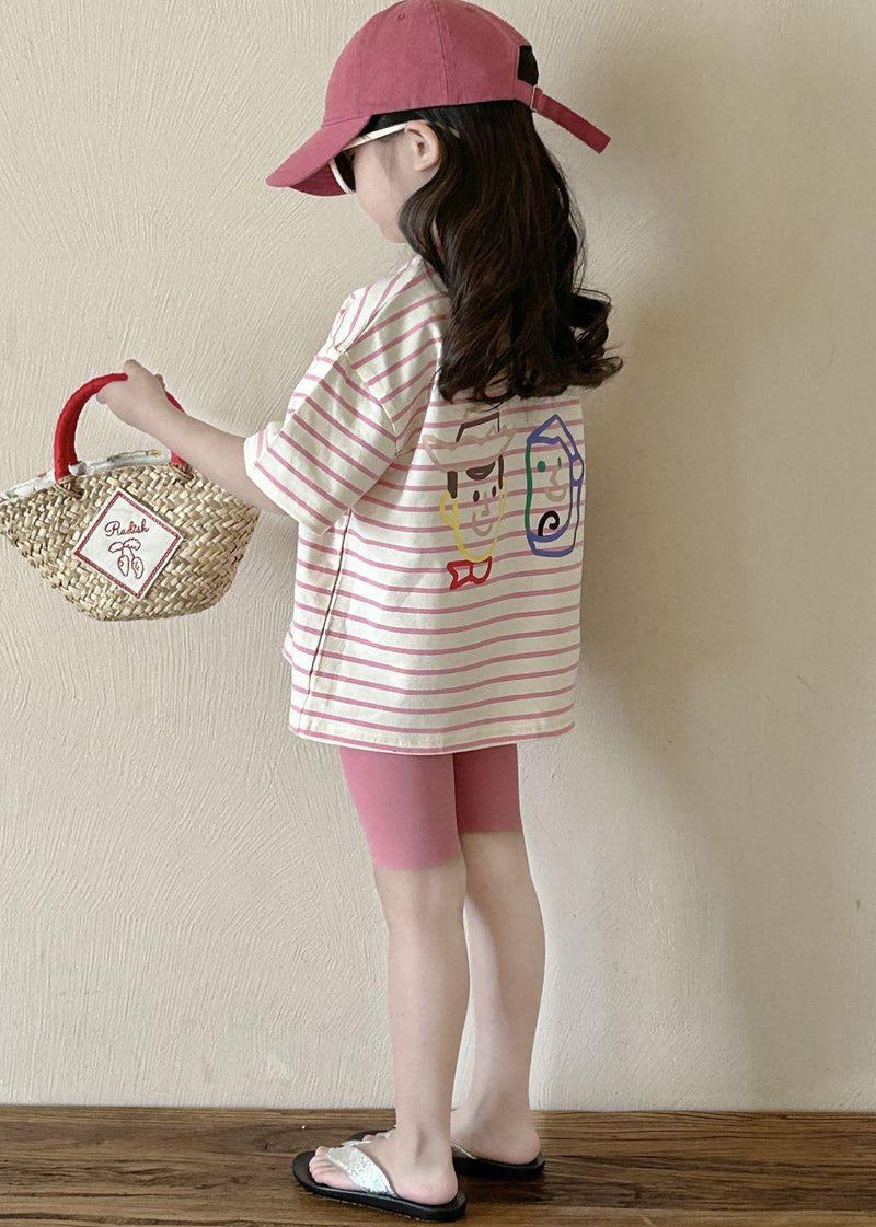 Striped Kids T Shirt and Shorts Two Piece Set Summer Yu1068