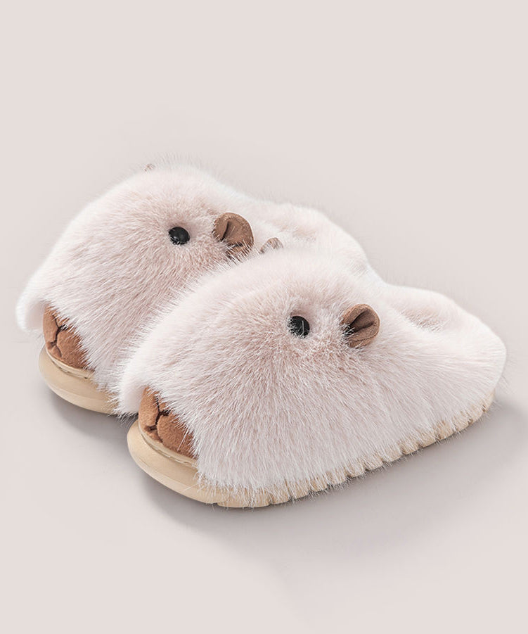 Stylish Comfy Fuzzy Fur Slippers Shoes Brown Tq065