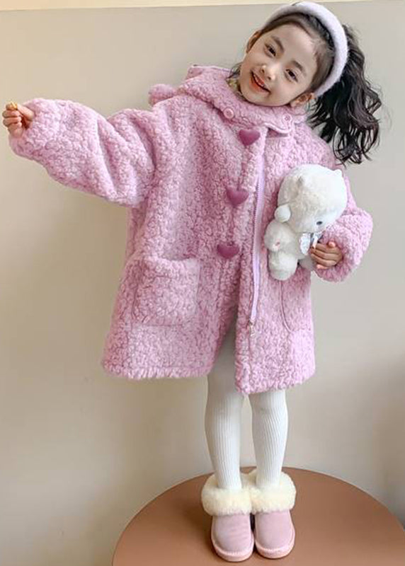 Yellow Pockets Zippered Kids Hoodie Faux Fur Coat Winter Wl017