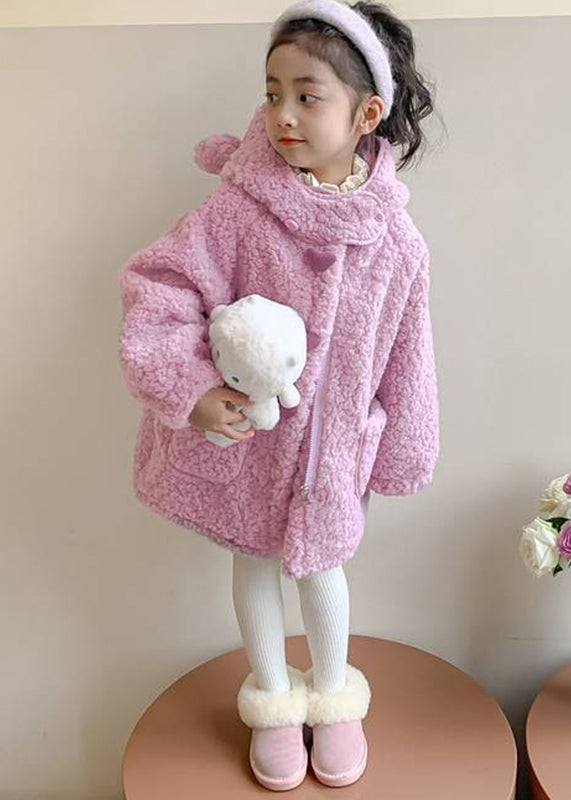 Yellow Pockets Zippered Kids Hoodie Faux Fur Coat Winter Wl017