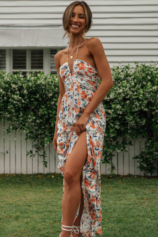 V-neck Backless Maxi Dress