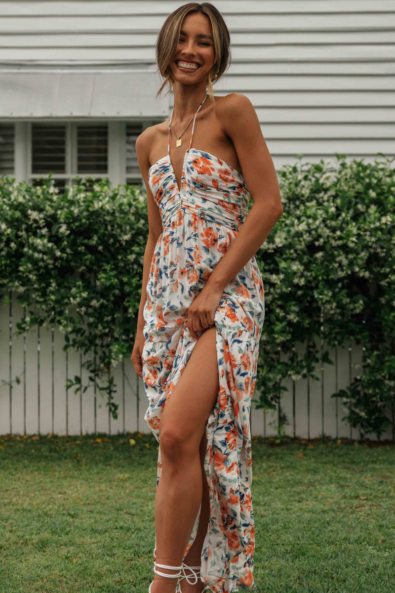 V-neck Backless Maxi Dress