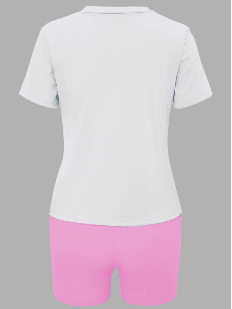 Figure Print Regular Fit Stretchy Shorts Set Ar5034