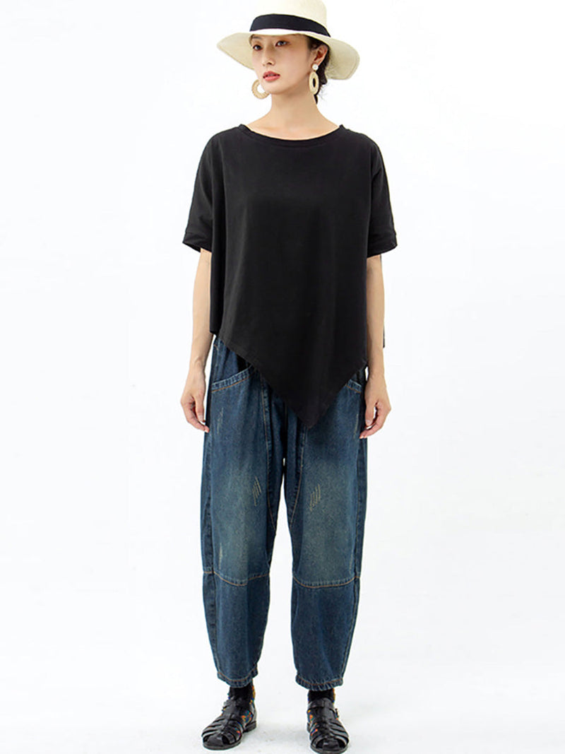 Irregular Loose 100% Cotton T-shirt As1061