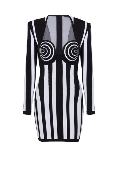 Doris Sweetheart Striped Knit Mini Dress