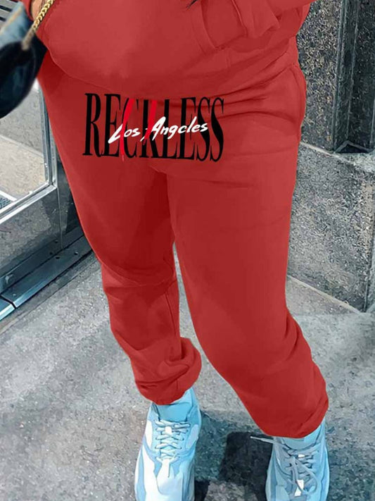 Letter Print Drawstring Sweatpants At9073